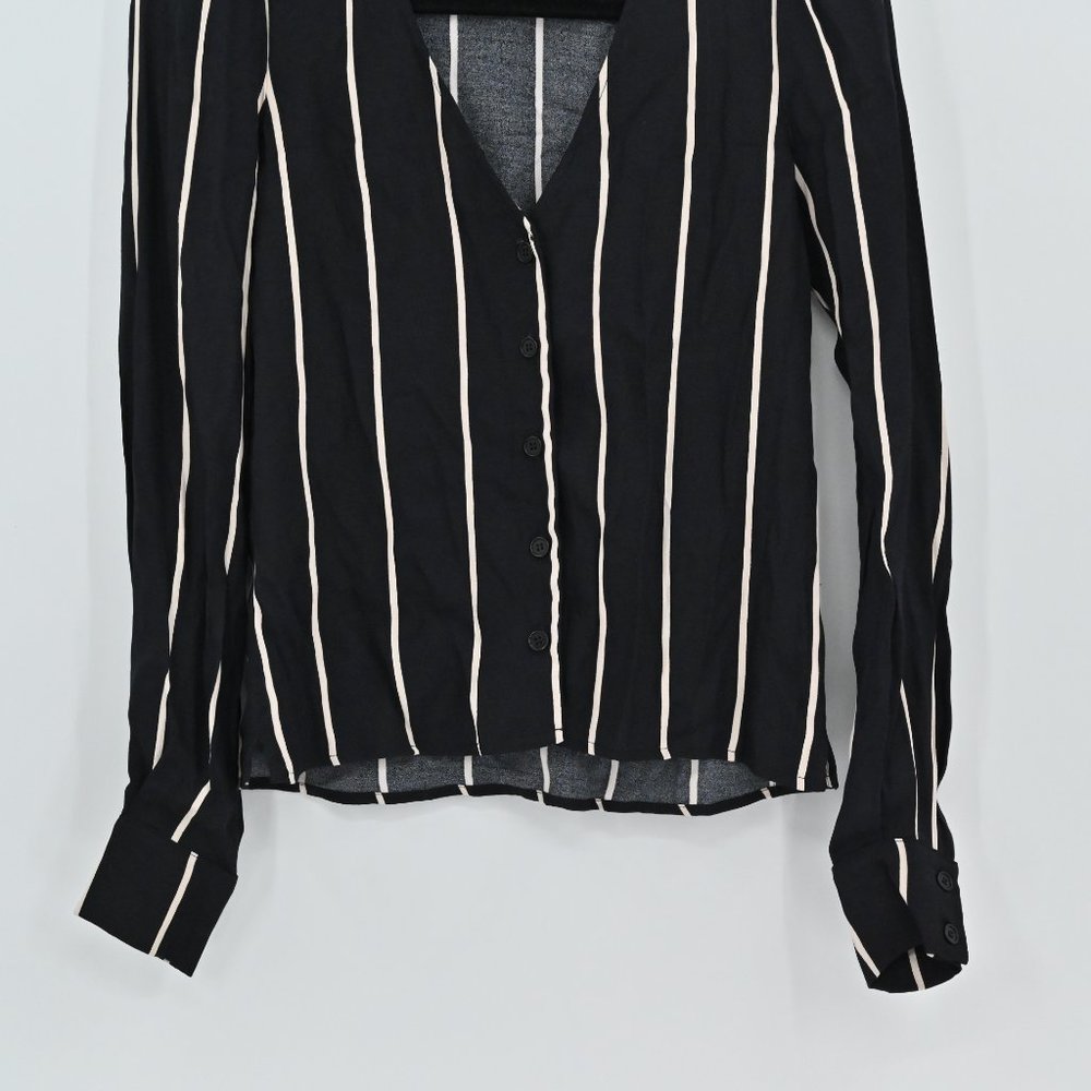 NEW REFORMATION Women's Size XS Black Annaliese Top Sinatra Stripe Blouse - Picture 5 of 10